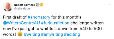 FuriousFiction - First Draft Tweet